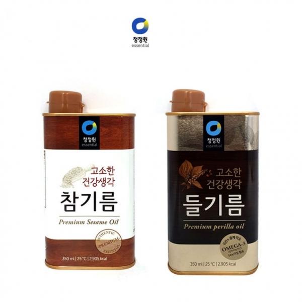 청정원 고소한 들기름 참기름 350ml