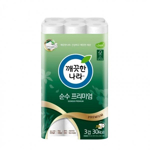 깨끗한나라 순수 프리미엄 화장지 100프로 펄프 무형광 무색 무향 피부자극테르스완료 휴지 두루마리