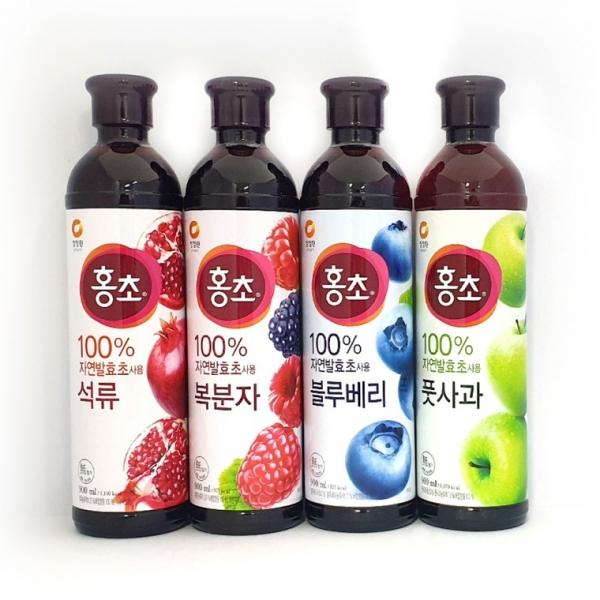 청정원 자연발효 홍초 900ml 석류 블루베리 복분자 사과