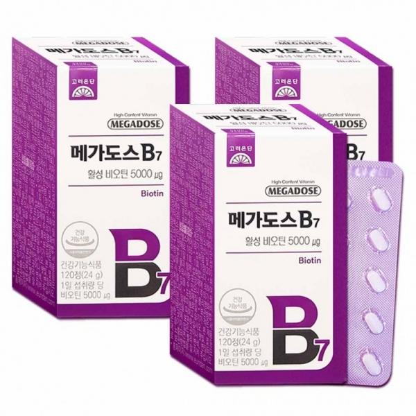 고려은단 메가도스B7 활성 비오틴 120정 x 3개 (12개월분)