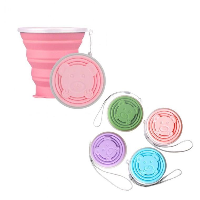 실리콘 뚜껑 접이식컵 320ml-R 휴대용 캠핑 양치컵