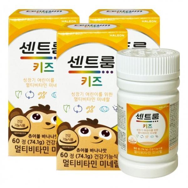 센트룸 키즈 멀티비타민 미네랄 60정 3개 바나나맛