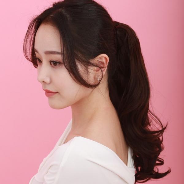 포니테일 세미롱 웨이브 집게핀 가발