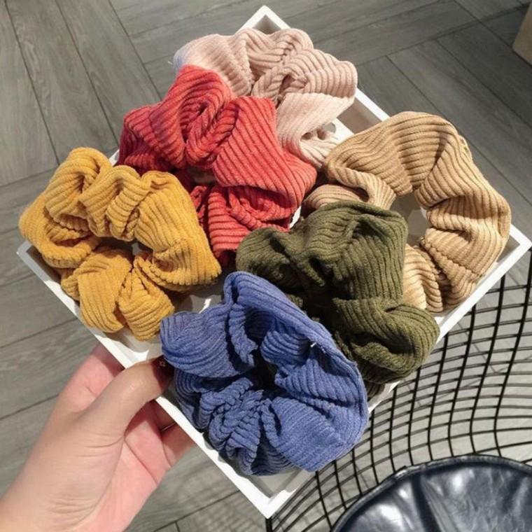 단색 곱창 머리끈 밴드 헤어 액세서리 곱창끈 슈슈 고무줄 벨벳 스프링 밍크 리본