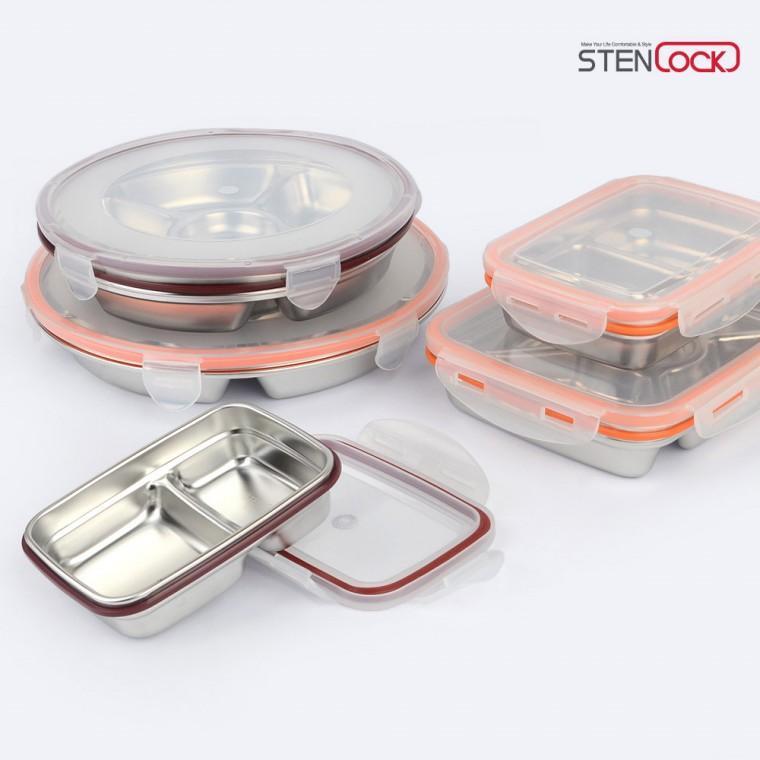 스텐락 스텐찬통 카네이션스텐사각찬통 사각찬통 스텐사각 밀폐용기 도시락통 반찬통 스텐사각찬통