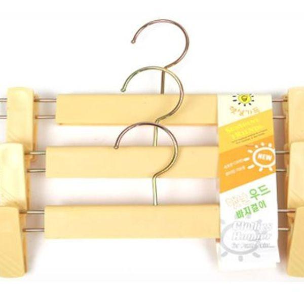 일조 햇살 우드 바지걸이 3p 집게 바지 옷걸이 행거