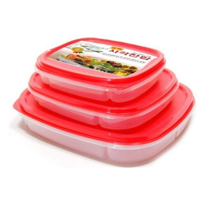 한진 사각 밀폐찬합 소 4칸형 반찬통 도시락 소풍