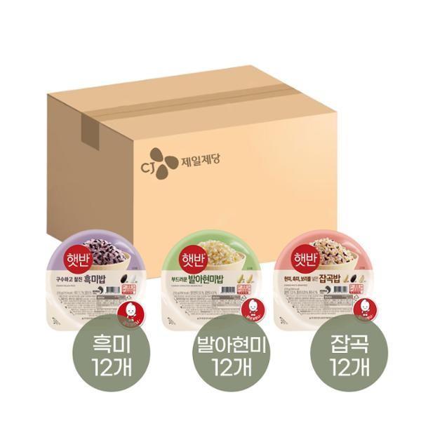 즉석밥 즉석밥 흑미밥 210g 12개+발아현미밥 210g 12개+잡곡밥 210g 12개