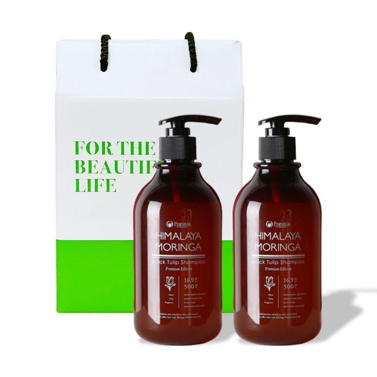 모링가 블랙 튤립 샴푸 500ml 2개 헤어 선물세트