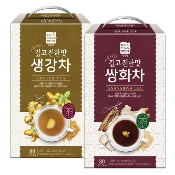 녹차원 생강차 80스틱+쌍화차 80스틱