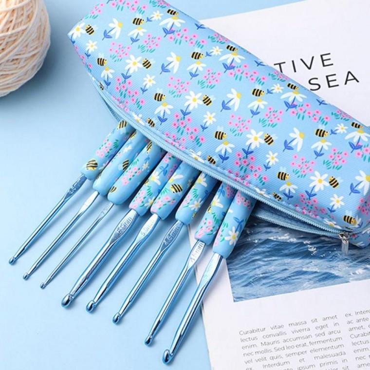 DIY 코바늘 세트 코바늘 12종 필통형 케이스 파우치 뜨개질 바늘 뜨개용품 뜨개질 도구 정리가방 보관가방