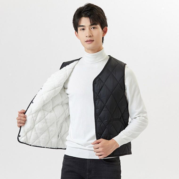 마름모패턴 겨울 조끼 따뜻한 경량 털안감 보온조끼