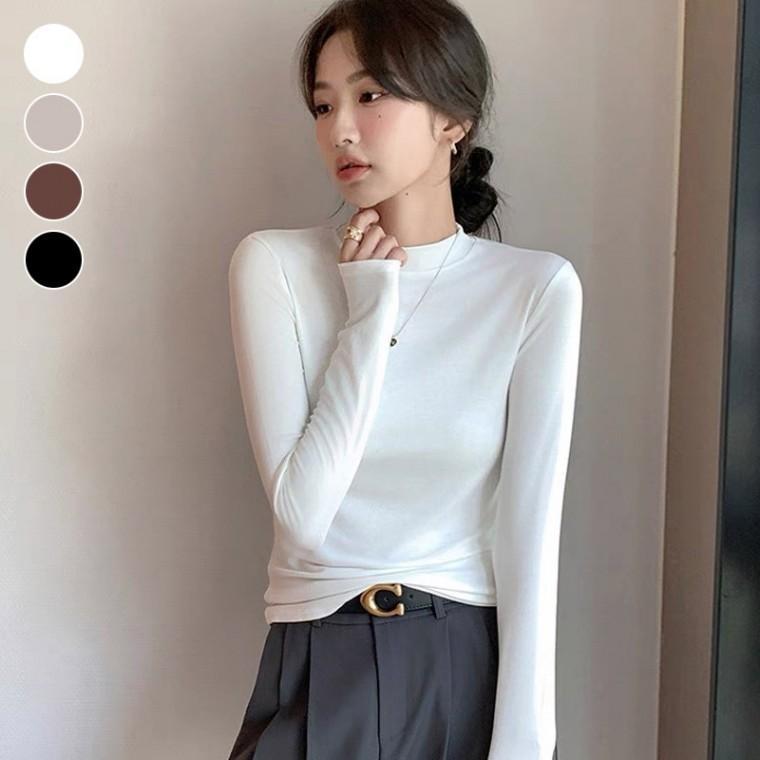 긴소매 봄 셔츠 여성스러운 긴팔 여성용 가을 반목티