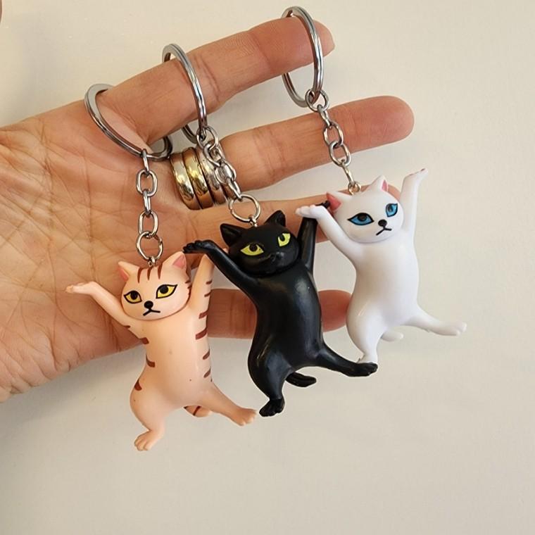 3컬러 고양이 장식 키홀더