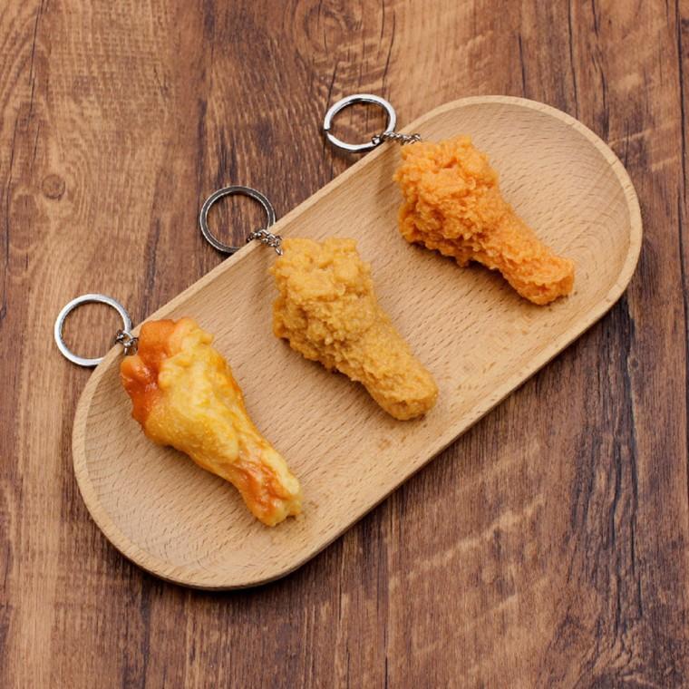 라쿠파스 닭다리 키링 치킨집 개업 어이없는 선물 화장실 열쇠고리 음식 모형 치킨 가방 키홀더 차량용