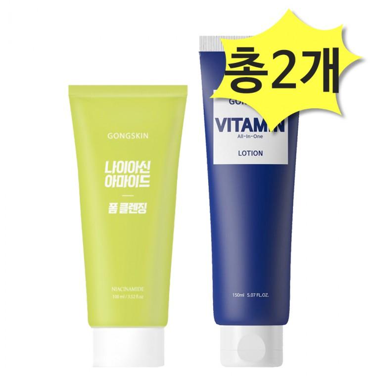 공스킨 나이아신아마이드 폼클렌징100&비타민올인원로션150ml x 각1개(총2개)