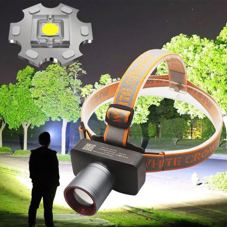 화이트Laser 충전식 LED 줌 야외 멀티 낚시 랜턴 D2100 헤드랜턴