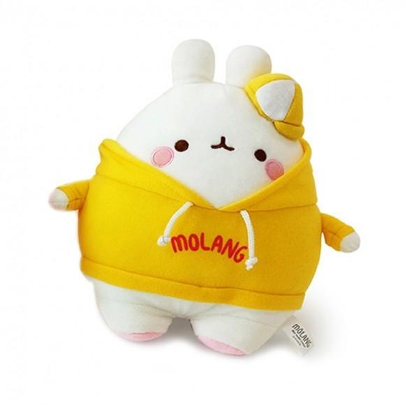 몰랑이 후드티 캐릭터 봉제인형 실내 홈데코용 인테리어 인형 어린이 선물 25cm 옐로우