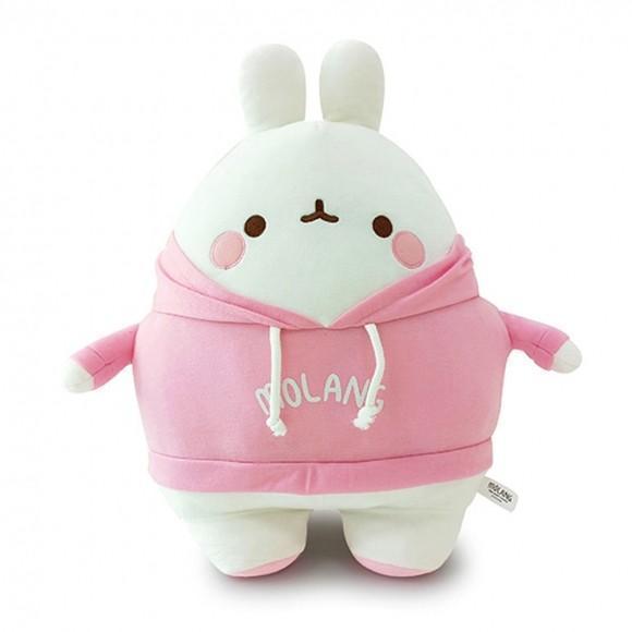 몰랑이 후드티 캐릭터 봉제인형 실내 홈데코용 인테리어 인형 어린이 선물 40cm 핑크