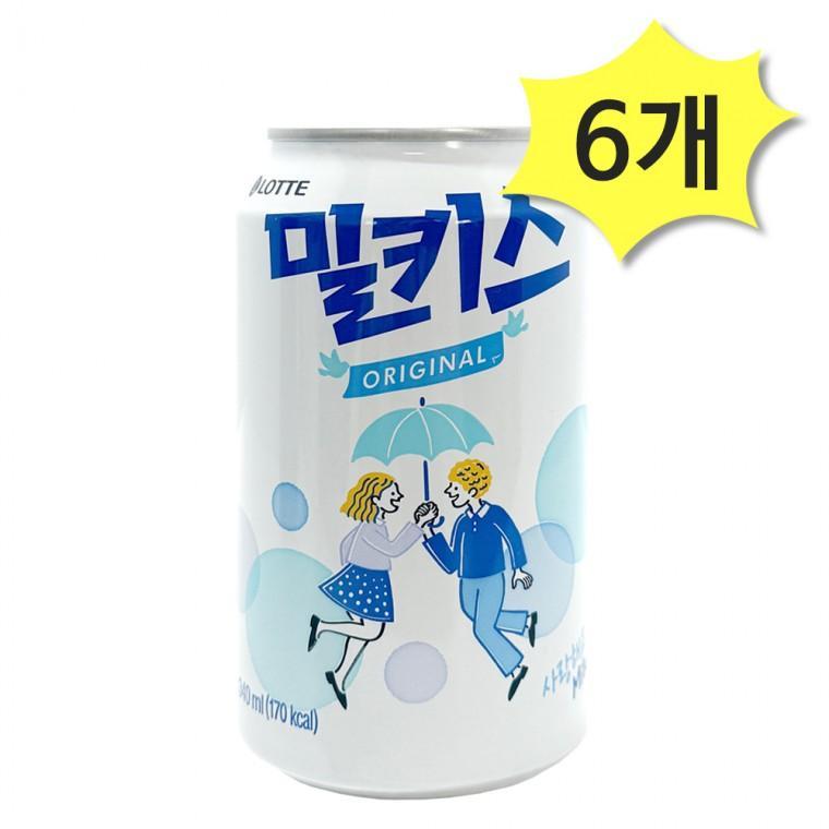 밀키스 340ml x 6개 탄산음료 캔음료 뚱캔 롯데칠성