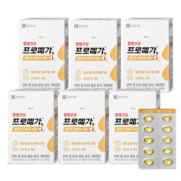 종근당건강 프로메가 알티지 오메가3 듀얼 520mg x 60캡슐 6박스