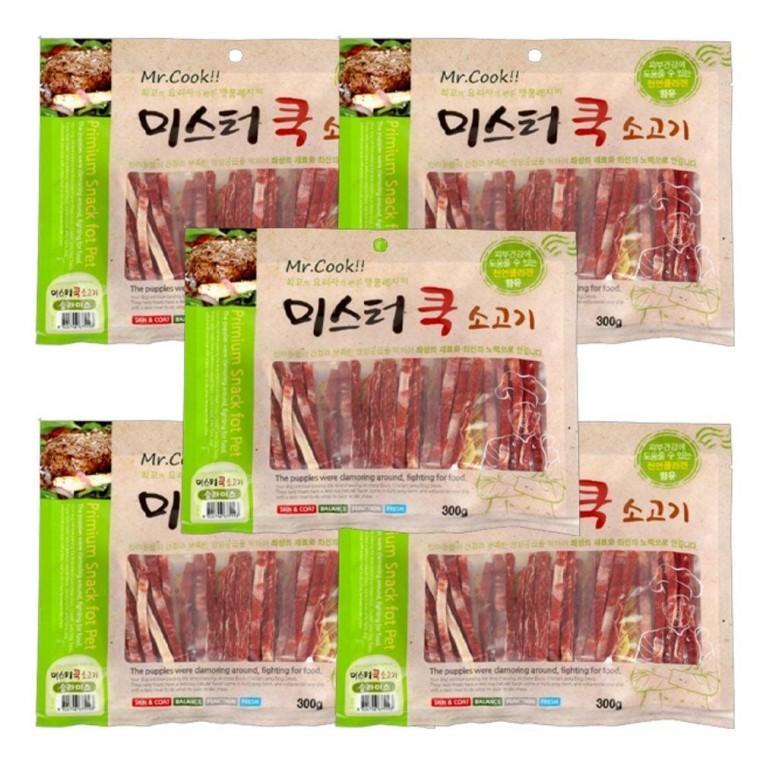 강아지 미스터쿡 육포 소고기 슬라이스 300g 5P 져키