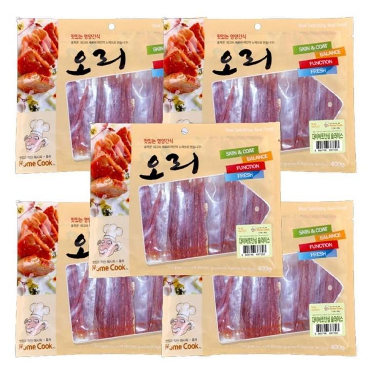강아지 홈쿡 육포 오리 슬라이스 400g 5P 져키 간식