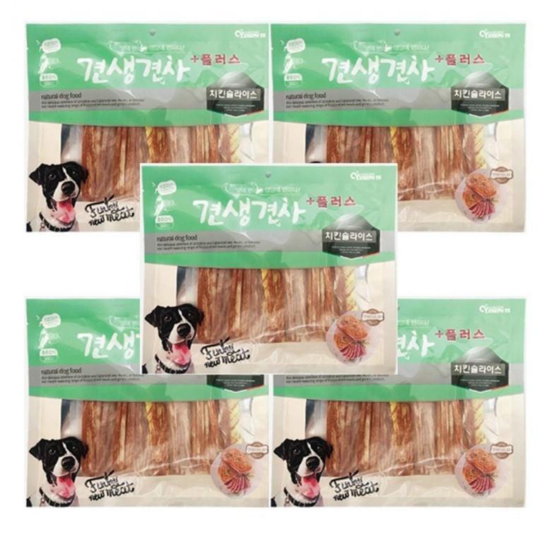 강아지 견생견사 육포 간식 치킨 슬라이스 300g 5P