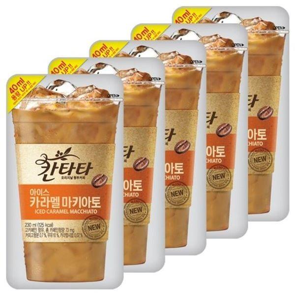 칸타타 아 아이스커피 커피 x 아이스 230ml 파우치 50팩입 롯데 카라멜마키아토