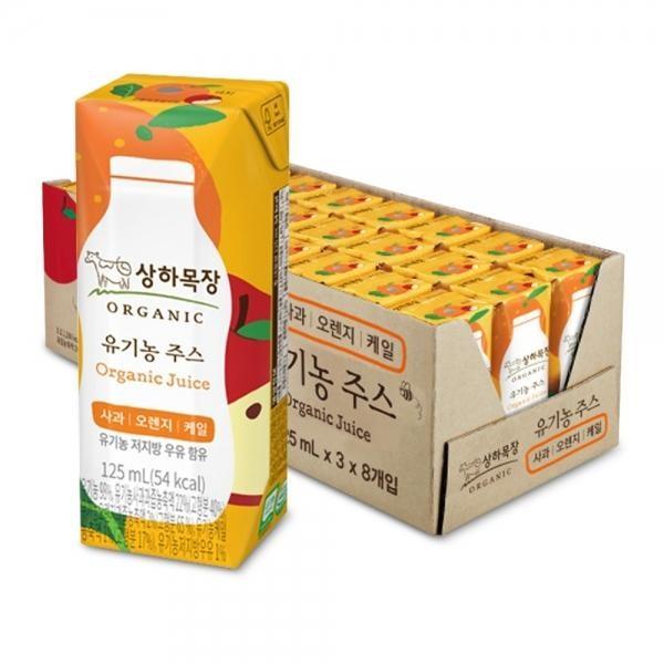 상하목장 유기농 주스 사과 오렌지 케일 125mlx24개 과채주스