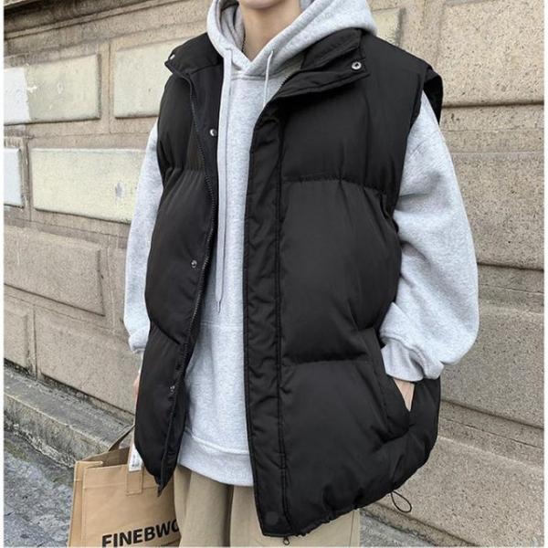 남성 캐주얼 집업 패딩 조끼 1P 루즈핏 데일리 아우터