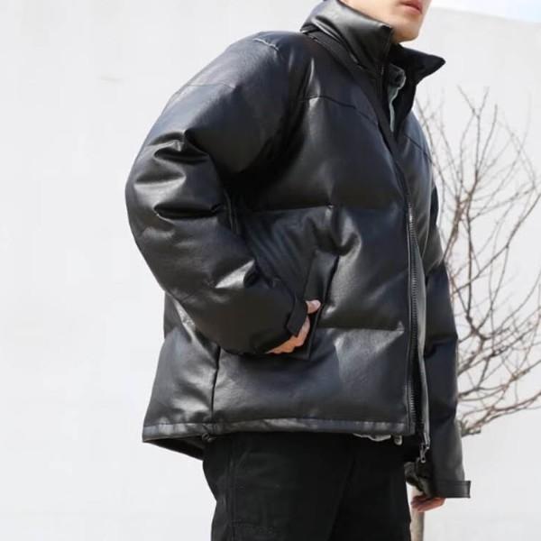 도톰하지만 가벼운 숏패딩 세련되면서도 베이직한 겨울 반목 스타일 지퍼 남성 아우터