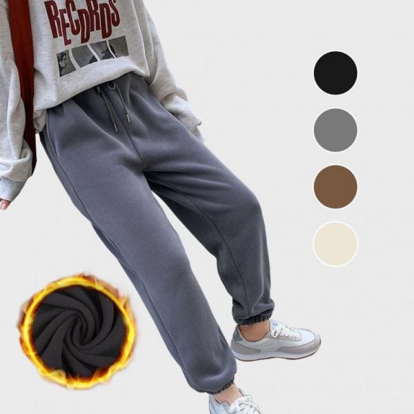 기모 밴딩 팬츠 여성 겨울 방한 조거 털바지 중년 고무줄 등산 패딩 방한 우모 조거 기모 여성 바지