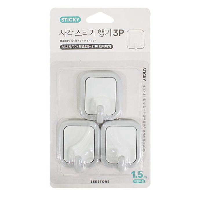사각 스티커 행거 3p 옷걸이 수건 행주 걸이 도어훅