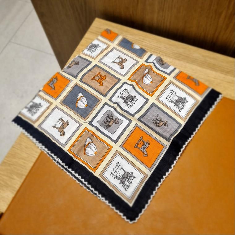 (말 액자 블랙테) 뜨개 레이스 엠보 면 국산 스카프/손수건/반다나-개별포장-도매매 낱개가능