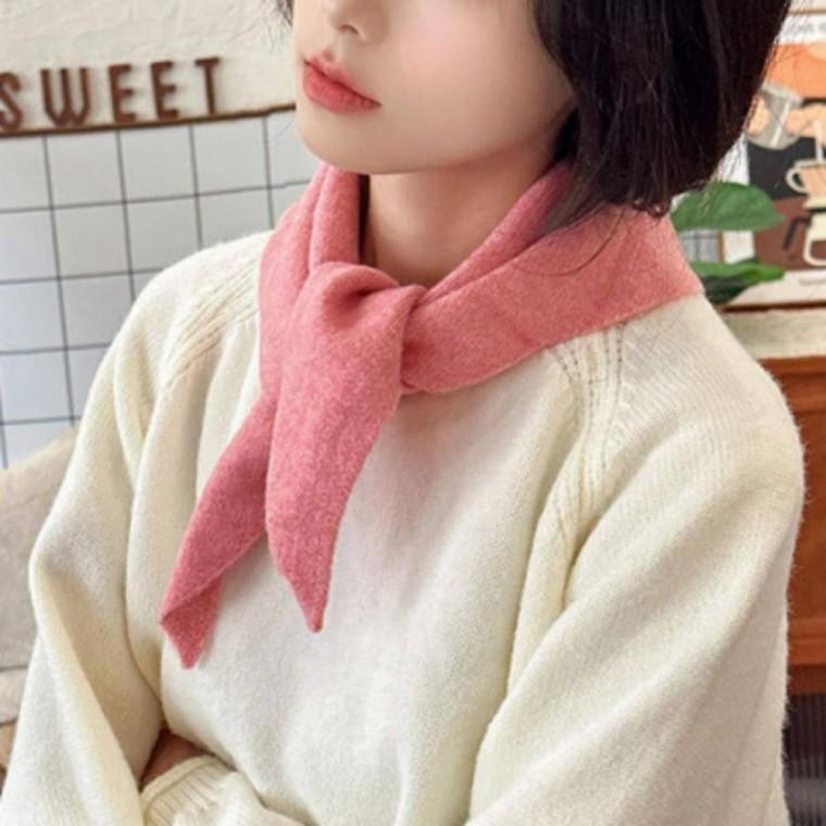 스카프 니트 울 무지 쁘띠머플러 삼각머플러 귀여운스카프