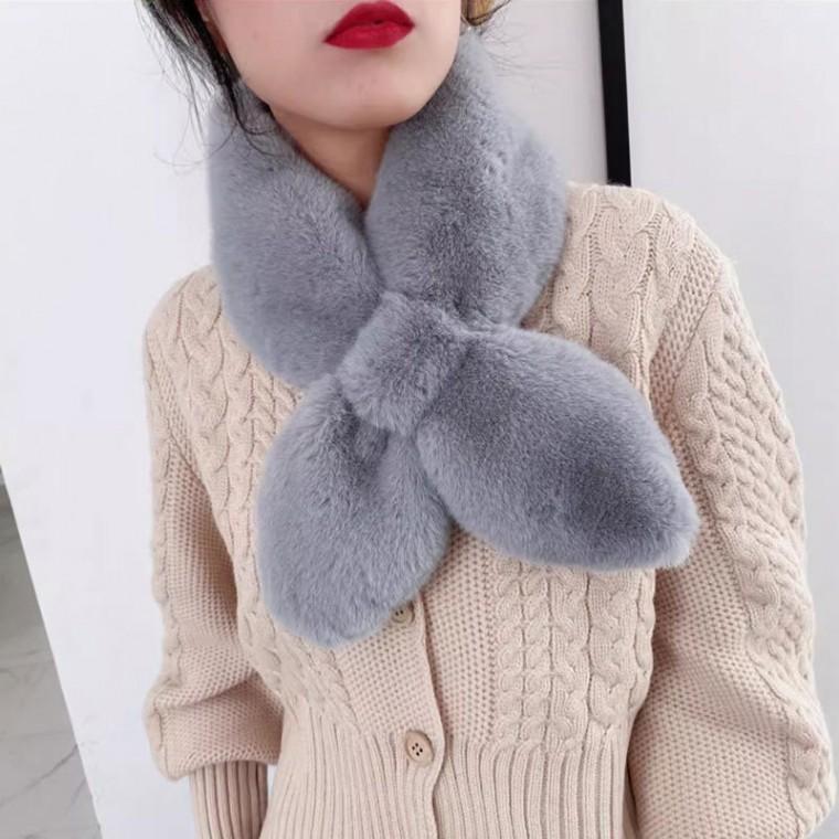 여성 목도리 소프트 퍼 리본 머플러 겨울 퍼머플러