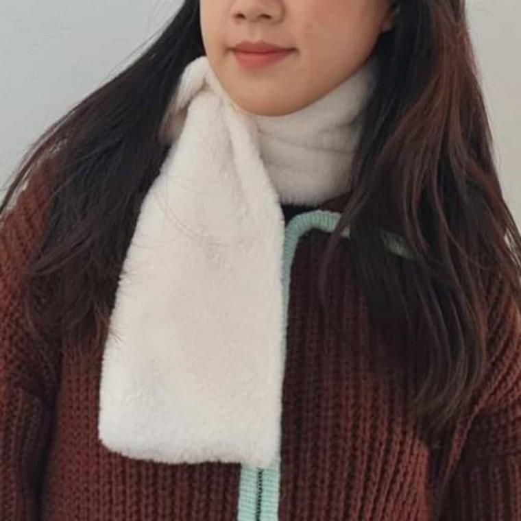 미니 목도리 머플러 화이트 쁘띠목도리 귀여운목도리 커플목도리