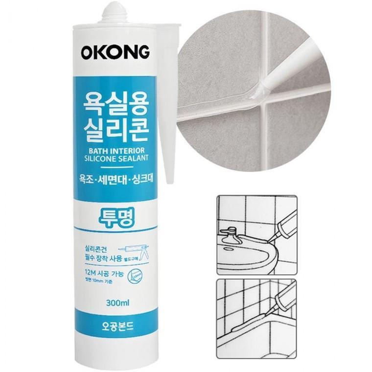 오공 욕실용 실리콘 (투명) 300ml 주방 보수용 곰팡이 방수