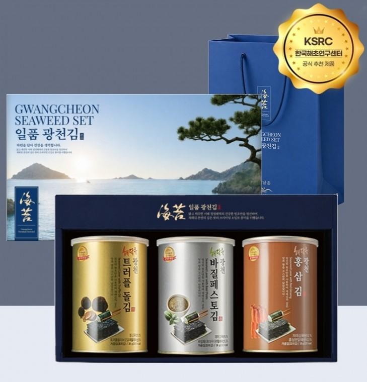 초특가 [광천김]국내산 캔김선물세트 36gx3캔 명품광천김 추석선물세트 김선물세트 조미김 선물용김추천