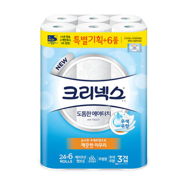 크리넥스 휴지 에어 터치 3겹 30롤 화장지