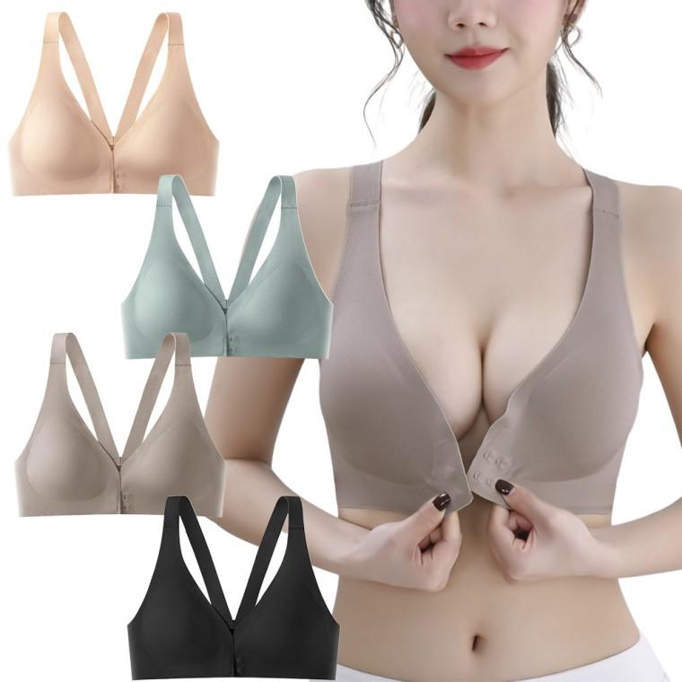 [도매라인]*개별포장 앞후크 심리스 노와이어 브라 여성 언더웨어 깔끔한 절개선 심리스브래지어