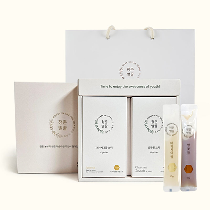 ★건강 꿀타민★ [새담] 프리미엄 천연벌꿀 꿀스틱 세트 3호(10g x 24개/아카시아,밤) 외