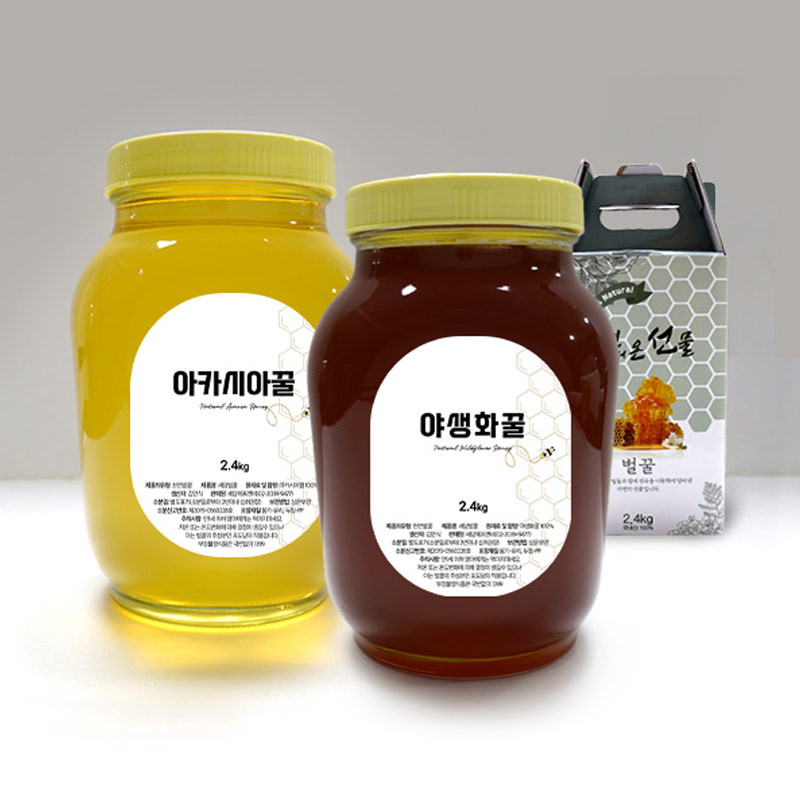 ★건강 꿀타민★ [새담] 프리미엄 천연벌꿀 야생화꽃꿀 2.4kg x 2병 (선물포장) 외