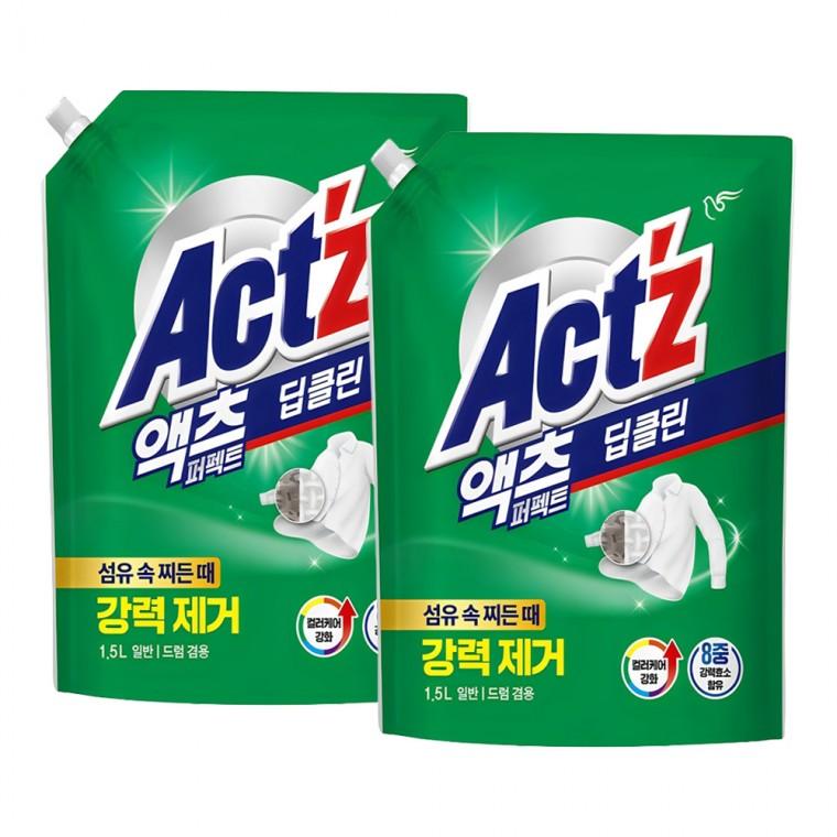 피죤 액츠 퍼펙트 딥클린 세탁세제 일반드럼겸용 리필 1.5L + 1.5L