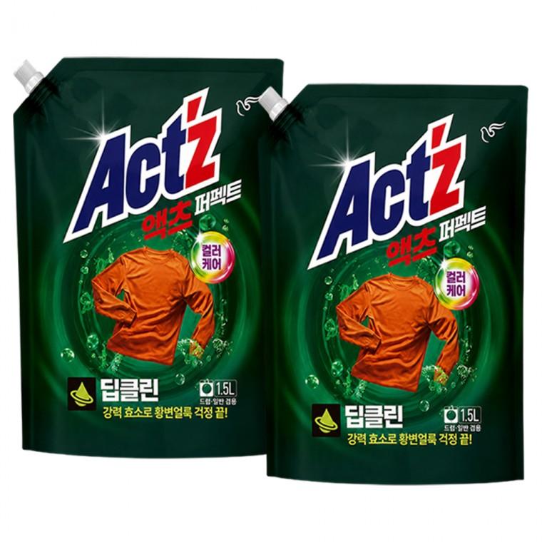 피죤 액츠 퍼펙트 딥클린 세탁세제 일반드럼겸용 리필 1.5L + 1.5L