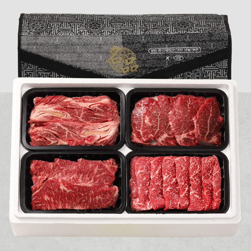 ★가정의달 미리준비★ [늘조은하누] 명품한우 1++등급 모듬구이 선물세트 1kg(등심300g+채끝300g+보섭살200g+설도200g)