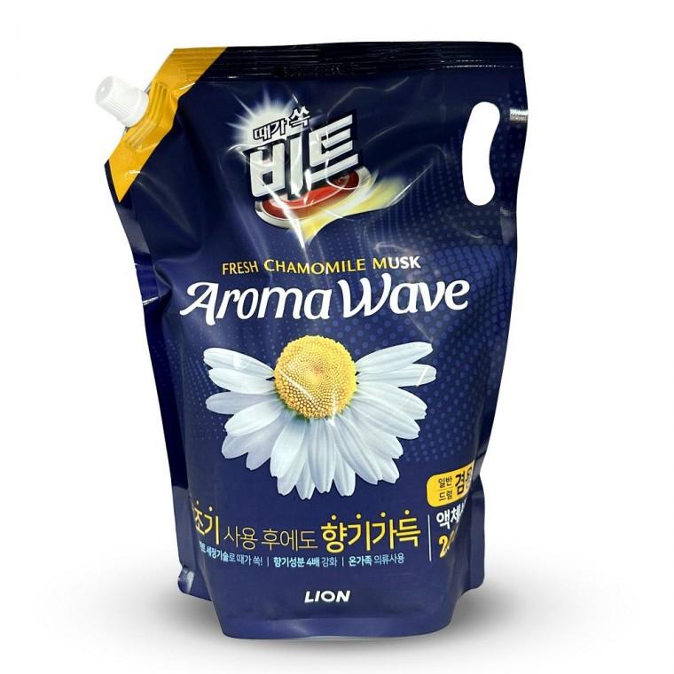 LION 때가 쏙 비트 아로마 웨이브 캐모마일 일반 드럼 겸용 액체 세제 리필 2L