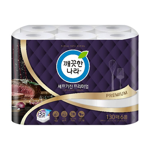[깨끗한나라] 셰프 프리미엄 3겹 키친타올 130매x6롤