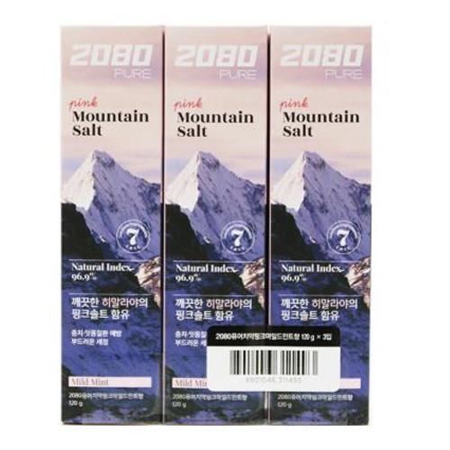 2080 퓨어마운틴 핑크솔트 치약 120g 3입